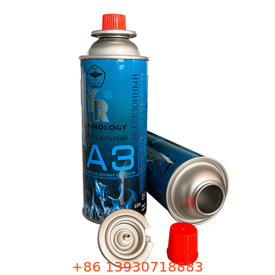 soupape portative de cartouche du gaz 227g avec les boîtes en fer blanc d'application générale de couverture rouge