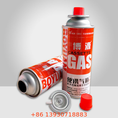 Boîte métallique campante de fourneau de butane de la boîte métallique 400ml de gaz de butane du diamètre 65mm