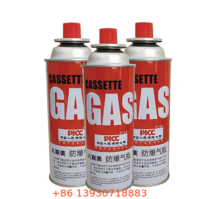 Spécifications de la bouteille de gaz de butane en fer blanc 65 x 158 mm