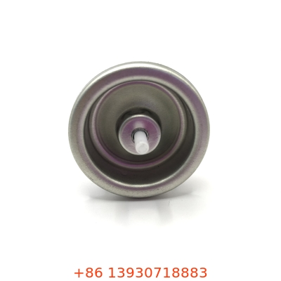 Valve à aérosol métrique en argent avec actionneur à bouton de 0,1 à 0,2 ml/s