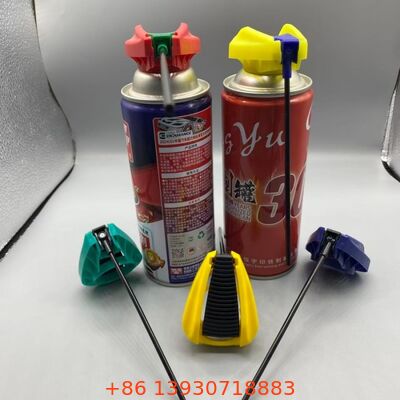 Actuateur de déclenchement pliable à haute performance avec mécanisme de verrouillage anti-fuite, tube d'extension intégré et buse à pulvérisation à double action pour les produits de soin des aérosols